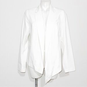 6th & Lane Asymmetric Hem Open Front Blazer in White Size 14 EXCELLENT!